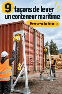 Femme utilisant un chariot élévateur pour soulever un conteneur maritime sur un chantier