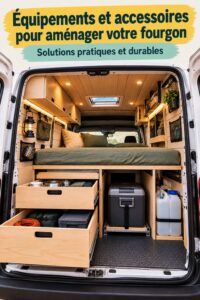 Un van équipé d'accessoires pratiques pour un voyage confortable.