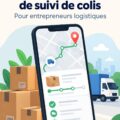 Capture d'écran d'une application mobile de suivi de colis avec une interface conviviale.