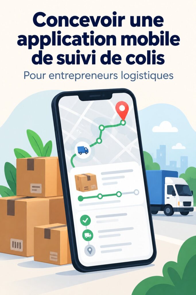 Capture d'écran d'une application mobile de suivi de colis avec une interface conviviale.