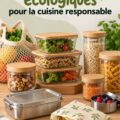 Contenants alimentaires biodégradables sur une table de cuisine