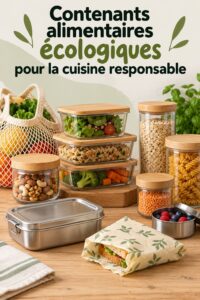 Contenants alimentaires biodégradables sur une table de cuisine