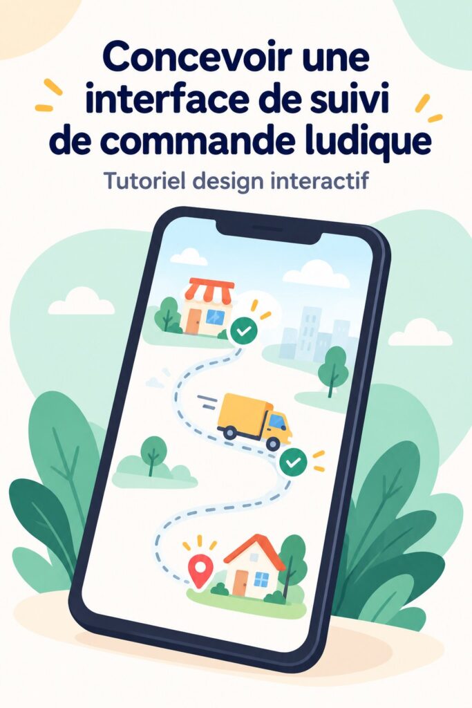 Interface ludique pour le suivi de commandes de livraison sur un appareil mobile