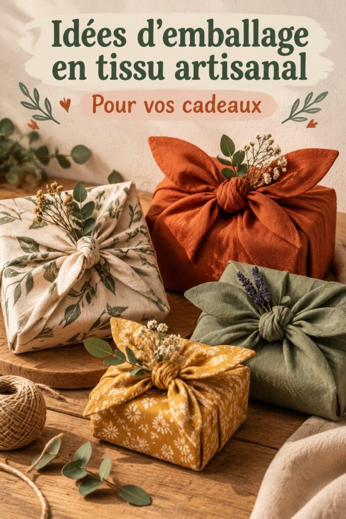 Emballage en tissu fait main avec des motifs colorés