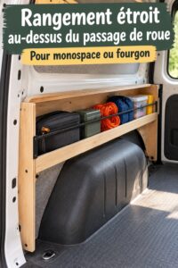 Espace de rangement astucieux dans une voiture utilisant l'espace au-dessus de la roue arrière.
