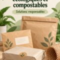 Emballages biodégradables prêts pour l'expédition, montrant leur durabilité et esthétique.