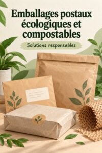 Emballages biodégradables prêts pour l'expédition, montrant leur durabilité et esthétique.