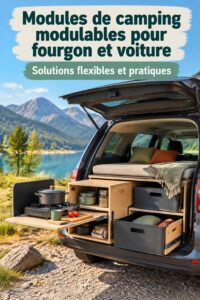 Un van aménagé avec une campingbox modulaire, cosy et pratique pour des escapades.