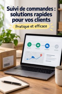 Femme utilisant une application sur son téléphone pour suivre son colis.